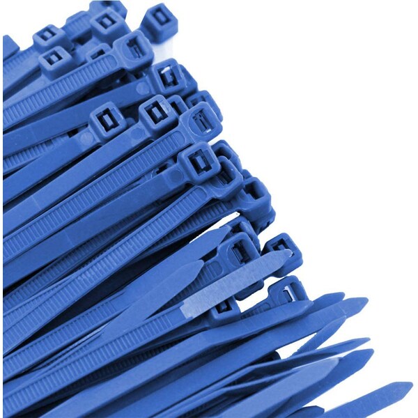 Cable Tie, 11 in L, 3 in Max Bundle Dia., Blue, Nylon 6/6, 50 lb Strength, 100 PK